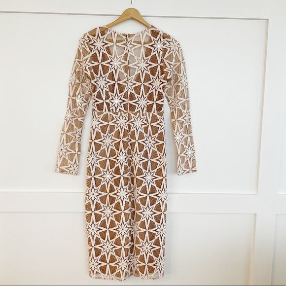 For Love and Lemons Metz Midi Dress Cream Tan Small - Picture 10 of 16